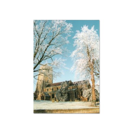 Postcard of St. George's Church in snow and frost, at Littleport.