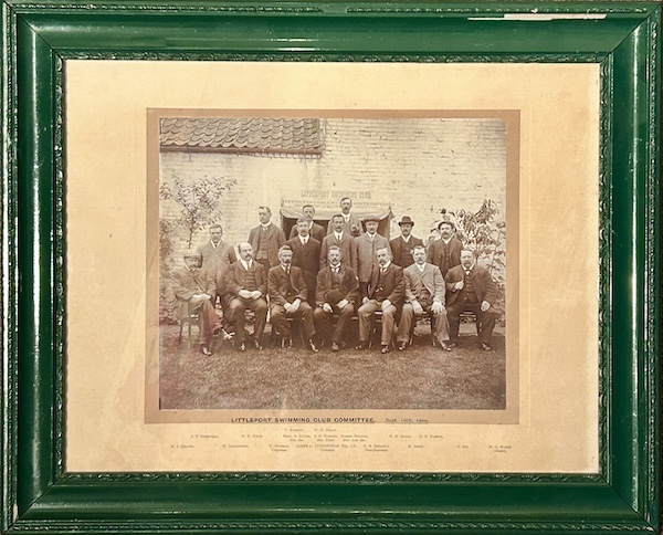 Photograph of a group of men from the Littleport Swimming Club Committee, dated 1909 (Ref: LS2024.0251)